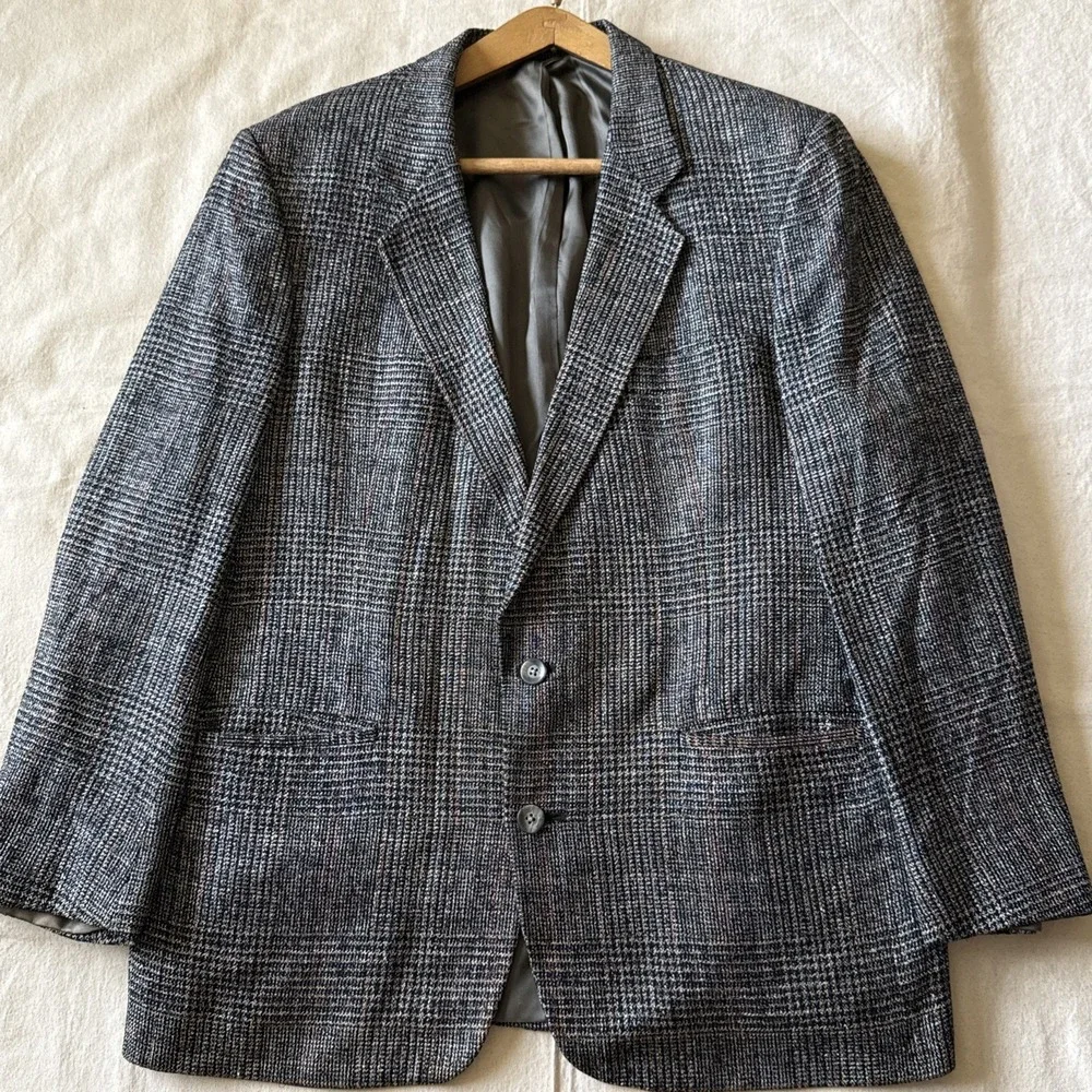 VTG Christian Dior Monsieur Blazer Jacket Mens 40R 100% Silk Plaid Check